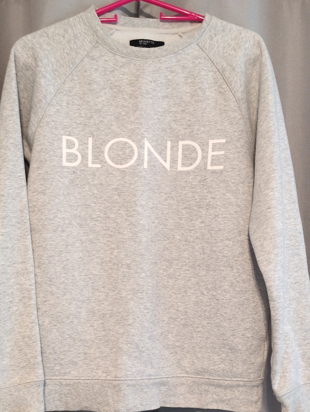 Brunette The Label Heather Gray 'BLONDE' Crewneck Sweatshirt